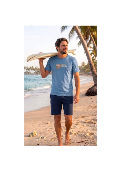 Mavi "free Generation" Baskılı Relaxed Fit Erkek T-shirt Ve Lacivert Şort Kombin Takımı Çok Renkli