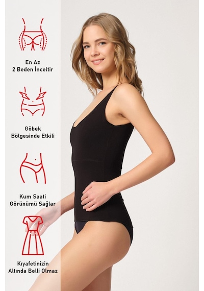 Siyah Mı Emay 2815 Double Cotton Korse Atlet Siyah