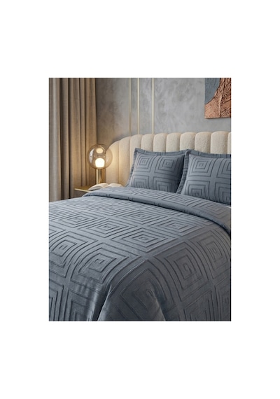 Premium Kabartma Dokulu Royal Model Çift Kişilik Yatak Örtüsü 2 Adet Yastık Kılıfı Dahil 250 X 260 Premium23004 Siyah