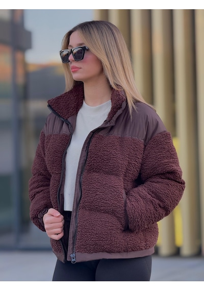 Kadın Kürklü Peluş Mont Çok Renkli