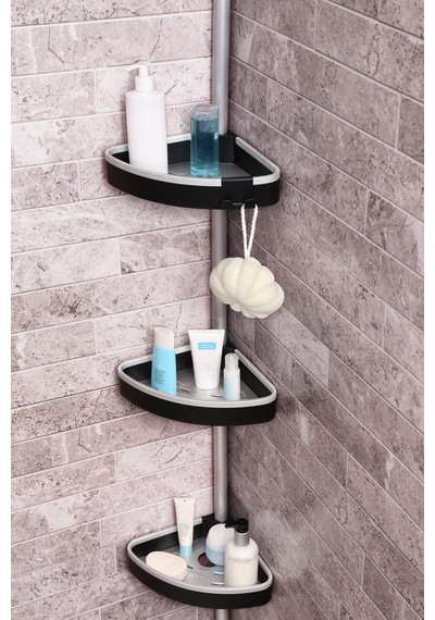 Primanova Yaylı Banyo Köşe Rafı Venta Siyah Çok Renkli