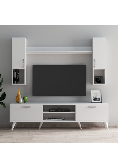 Mega 180 lik Kapaklı Raflı Tv Ünitesi Beyaz - TVU0201 Mega 180 lik Kapaklı Raflı Tv Ünitesi Beyaz - TVU0201