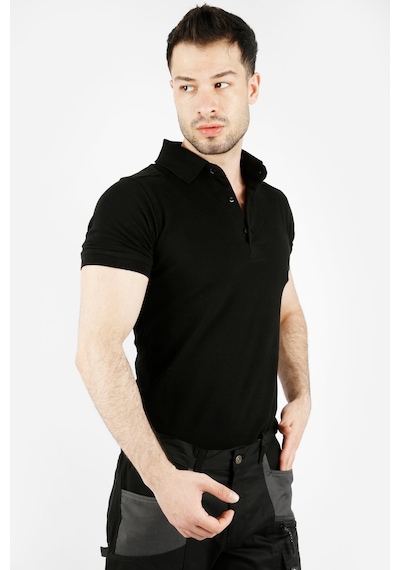 Uniprom Polo Yaka %100 Pamuk T Shirt Erkek Siyah Koyu Siyah