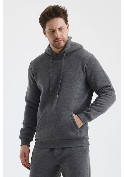 Monox Erkek Kapşonlu 3 İplik Sweatshirt İndigo
