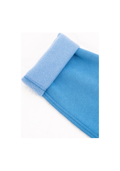 Justever Bisiklet Yaka Nakışlı Şardonlu İçi Polarlı Mavi Kadın Sweatshirt - Rigil Mavi