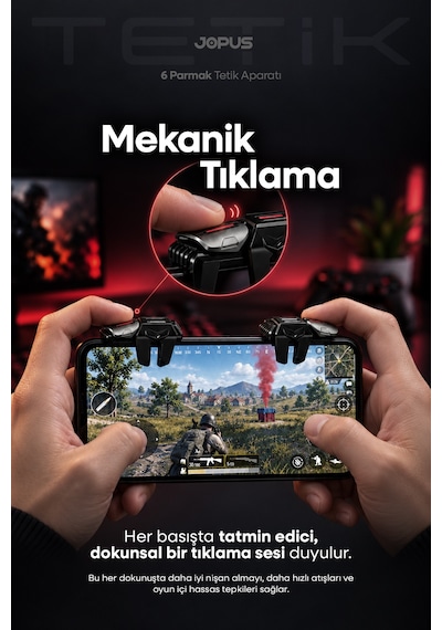 Mekanik 6 Parmak Pubg Mobile Tetik Ateş Nişan Tuşu Telefon Mobil Oyun Cod Oyuncu Aparatı Düğme Butonu