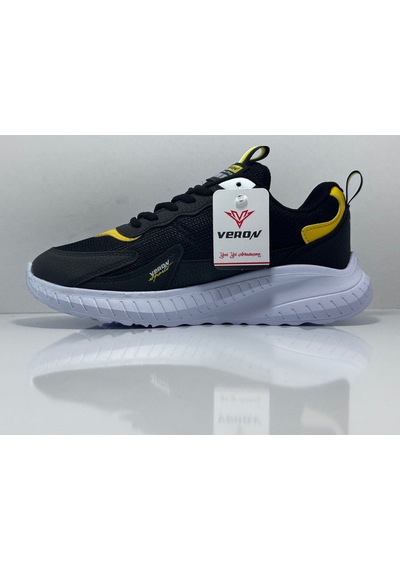Veron 015 Siyah-sarı Günlük Bağcıklı Erkek Sneaker Ayakkabı Siyah
