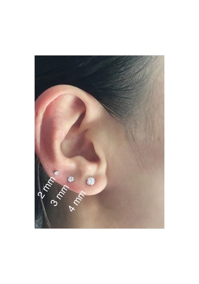 Cerrahi Çelik Zirkon Taşlı Piercing Küpe 6 Mm Barlı Taş Ebat Seçiniz Gold