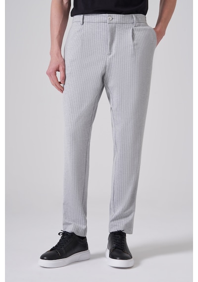 Morven Erkek Gri Trend Çizgili Slim Fit Pantolon 25ms003043100 Gri