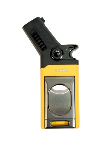Cohiba Tek Torch Pürmüz Dahili S-v Cut & İğneli Sarı Siyah Metal Puro Çakmağı - Tr9527