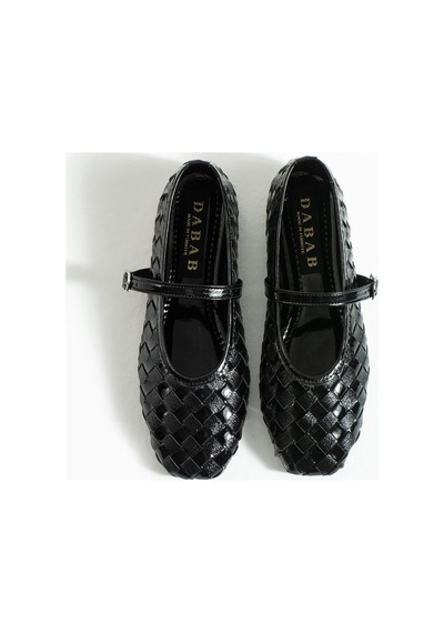 Dabab Shoes Elvıa Kadın Örgü Dokulu Bilekten Bantlı Tokalı Mary Jane Düz Ayakkabı Siyah Babet Dabab Shoes Elvıa Kadın Örgü Dokulu Bilekten Bantlı Tokalı Mary Jane Düz Ayakkabı Siyah Babet
