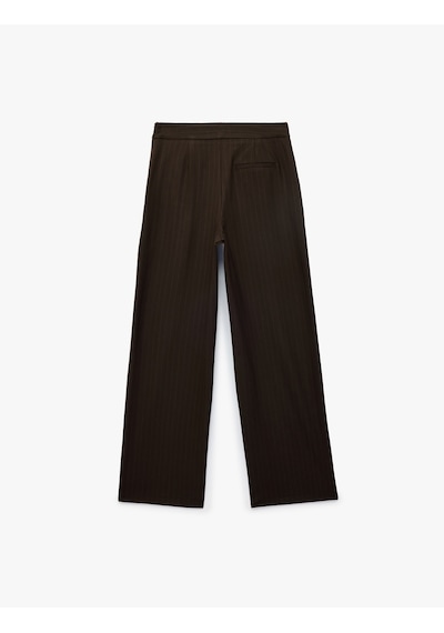 Koton Yüksek Bel Viskon Karışımlı Cepli Geniş Paça Pantolon Kahverengi Çizgili 6sak40334uw Koton Yüksek Bel Viskon Karışımlı Cepli Geniş Paça Pantolon Kahverengi Çizgili 6sak40334uw