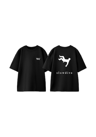 Thewert Slowdive Falling Tasarım Sırt Baskılı Pamuk Siyah Oversize T-shirt