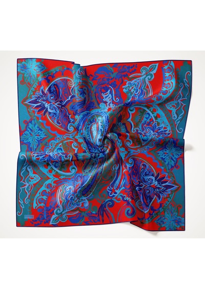 Silk Home Twill İpek Eşarp 11512-08 Saks Mavisi Art Desen Saks mavi