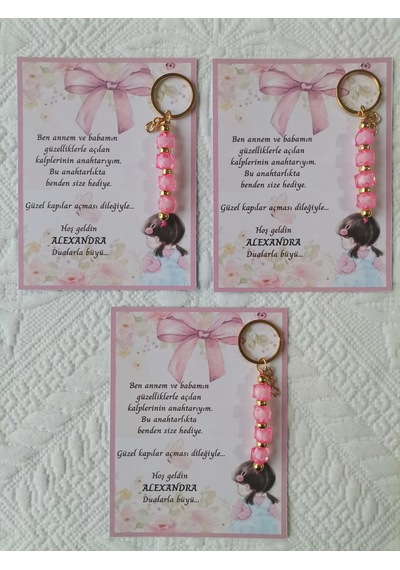 100 Adet Kız Bebek Model Özel Tasarım Pembe Anahtarlık Hastane Yeni Doğan 40 Mevlidi Hediyelik