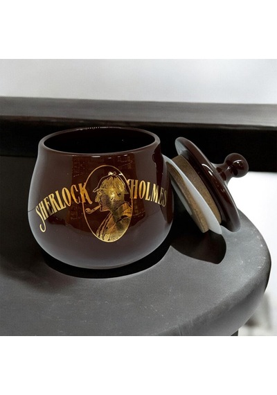 Sherlock Holmes El Yapımı Seramik Pipo Tutun Kavanozu Kahve Small