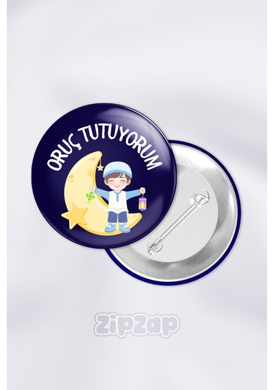 Oruç Tutuyorum - Erkek Çanta Süsü Rozet İğneli Buton Rozet Seti 1 Adet Tekli