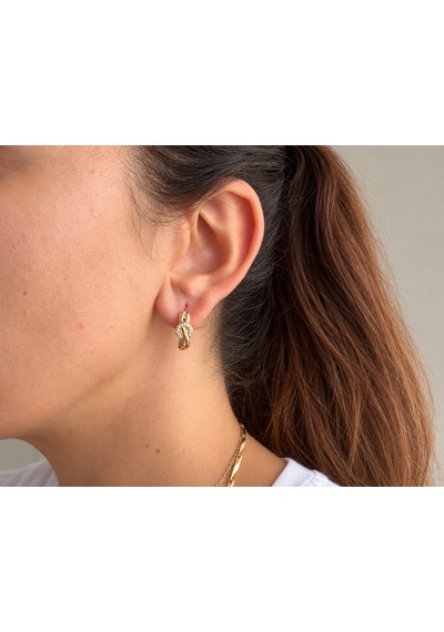 Démila Néra Gold Zirkon Taşlı Sonsuzluk Model Çelik Kadın Küpe Altın