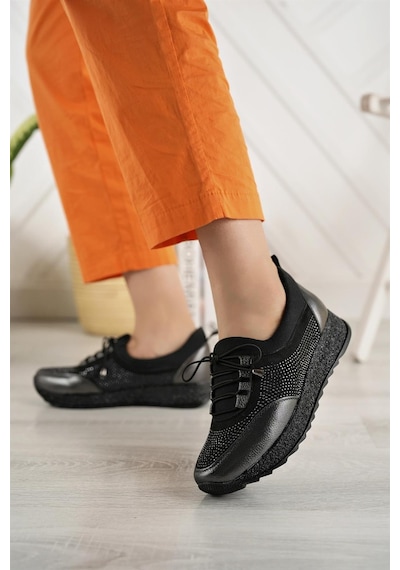 Nesil Shoes Acr 15 Platin Taşlı Strech Kadın Ayakkabı-platin Çatlak Platin