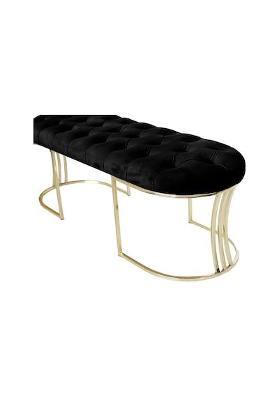 VİEGO GOLD SİYAH-Kapitoneli Model Puf&Bench&Koltuk-Oturak-Uzun Makyaj Puff-Yatak Odası Ucu&Önü