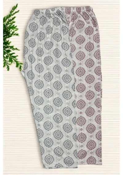 Pi Giyim 2 Adet Kadın Desenli Uzun Pijama Altı Yazlık Çok Renkli