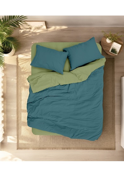 Cotton Box Plain Tek Kişilik Nevresim Takımı Petrol-yeşil
