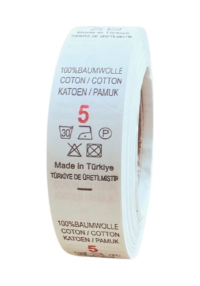 Örenler Plastik 2 Cm Bez Numara Yıkama Yaka Etiketi 500'lü Rulo 5 Beyaz