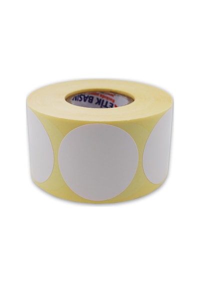 Kuşe Etiket 40mm Çap Ruloda 500 Adet 40mm Kuka Çapında Baskısız Barkod Yazıcı Etiketi 1