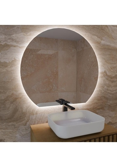 40x50 Cm Modern Yuvarlak Led Banyo Aynası Dokunmatik, Dim Edilebilir, 6500k Beyaz Işık Beyaz