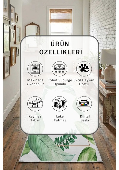 Zarafet2526 Yıkanabilir Yolluk Açık Gri