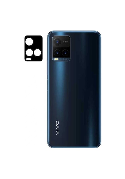 Vivo Y21s Kamera Lens Koruyucu Siyah Çerçeveli Korunaklı 3d K.c