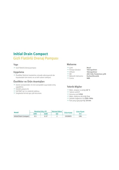 Wilo Drain Compact - Drenaj Pompası - Az Kirli Sular Için - Asans
