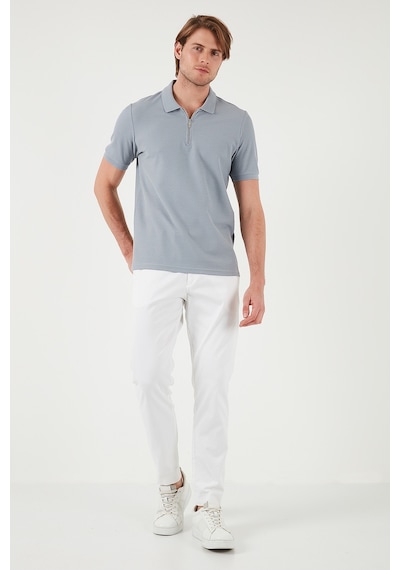 Buratti Pamuklu Regular Fit Fermuarlı Erkek Polo Yaka T Shirt 5902434 Gri