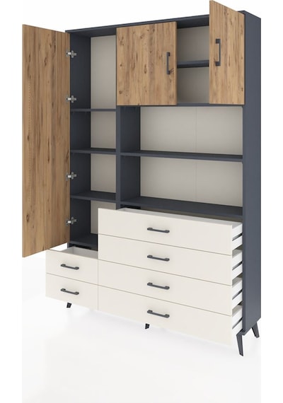 Arges Dolap 8 Raflı 6 Çekmeceli 3 Kapaklı 132x30x195 Antrasit... Antrasit Arges Dolap 8 Raflı 6 Çekmeceli 3 Kapaklı 132x30x195 Antrasit... Antrasit
