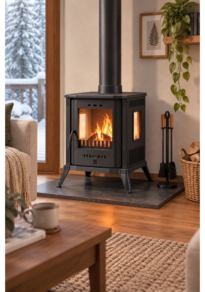 Reyo Stove Sisam Camlı Mini Döküm Soba