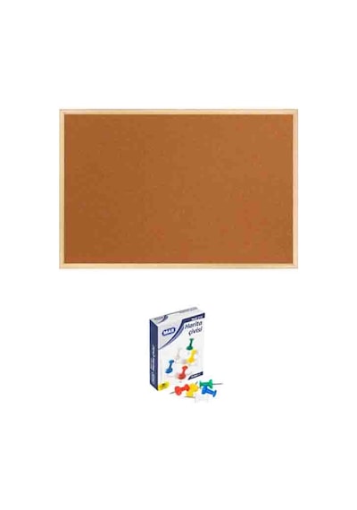 Panda 30x45 Cm Ahşap Çerçeveli Mantar Pano + 1 Paket Harita Çivisi Pan114 02