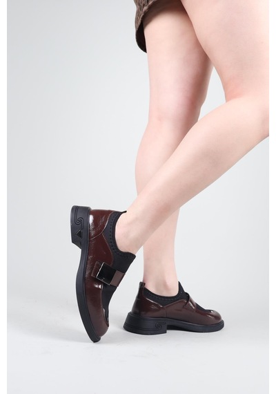 Birikon Pabna Cilt-strech Garnili Loafer Kahverengi-8609 Haki