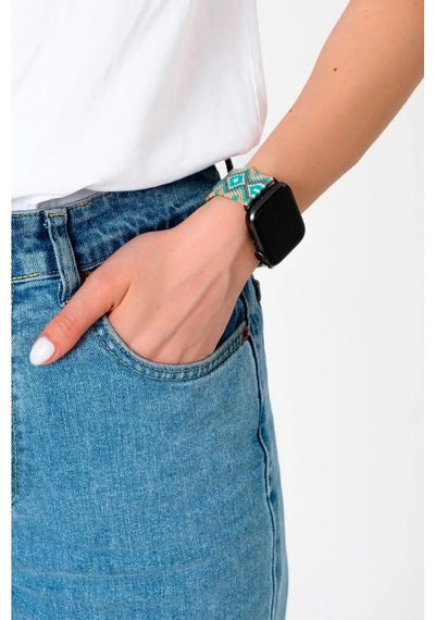 Hippi Charm Siyah Örgü Apple Uyumlu Watch  Kordonu 38-40-41 Mm