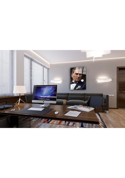 Atatürk Portresi Yapay Zeka Cam Tablo