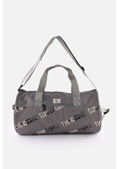 İcone Bag Unisex Spor Çanta Silindir Model, Baskılı, Ön Ve İç Cepli, Yan Saplı, Ayarlanabilir Omuz Askılı Gri