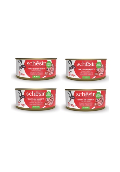 Schesir Ton Ve Karidesli Tam Ve Dengeli Kedi Konserve Jöleli 140 Gr. X 4 Adet