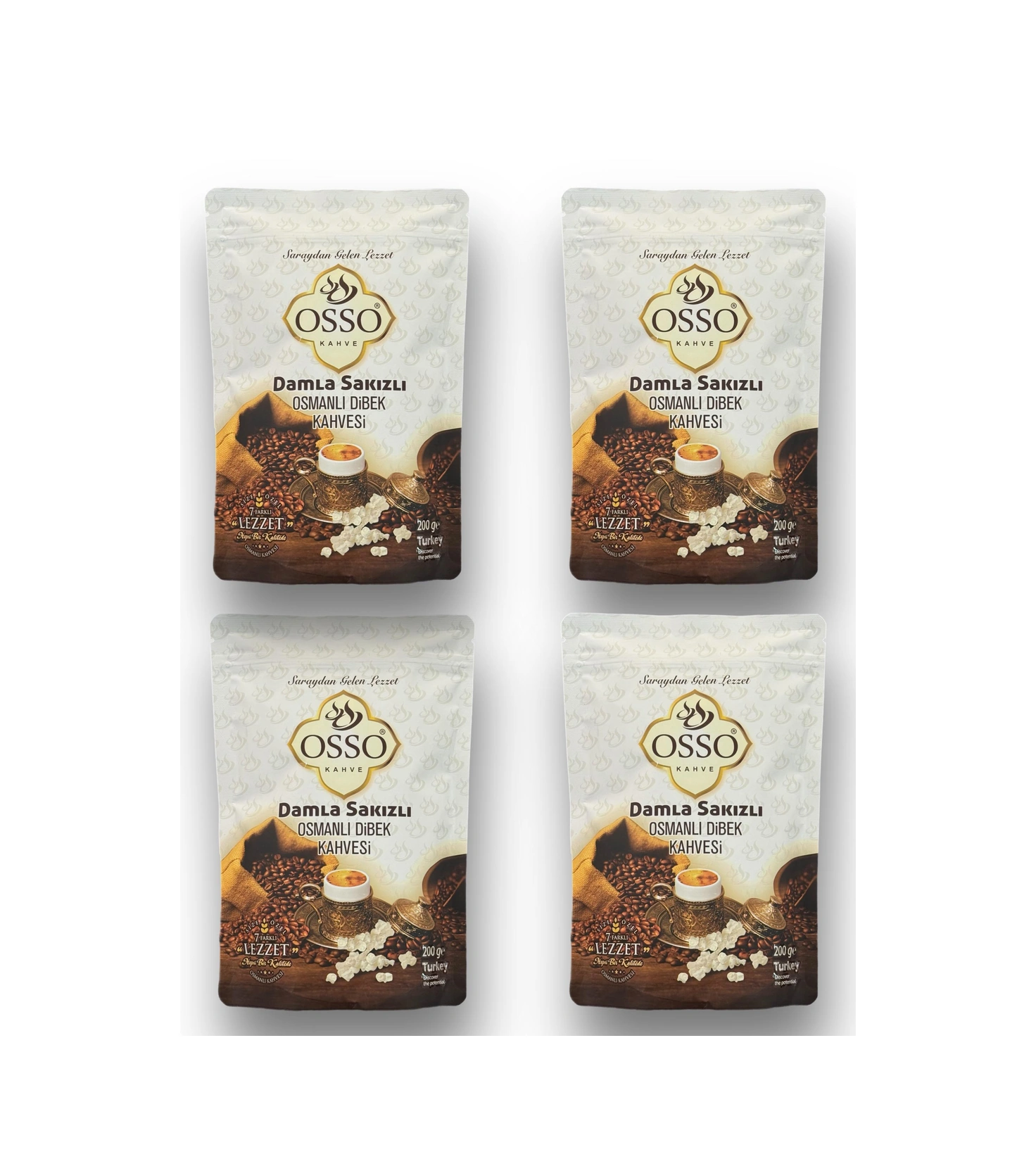 Osso 4'lü Damla Sakızlı Osmanlı Dibek Kahvesi 4x200 800gr Diğer