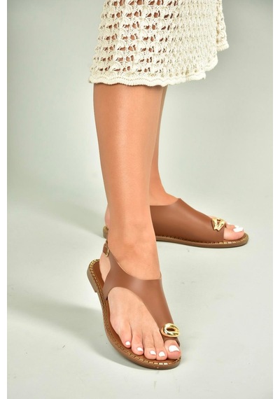 Fox Shoes U652227109 Taba Kadın Sandalet Taba-suni Deri
