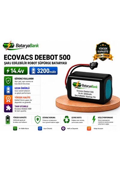 Bataryabank Ecovacs Deebot 500 Uyumlu Robot Süpürge Bataryası 14.4v 3200mah Li-ion Şarj Edilebilir Pil