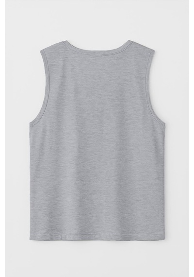 Erkek Yelkenli Baskılı %100 Pamuk Kolsuz T-shirt Gri Melanj