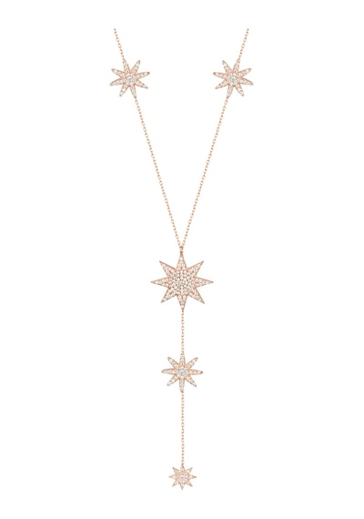 Kuzey Yıldızlı Y Gümüş Kolye Rose Gold