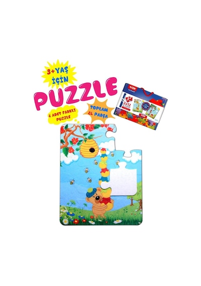 Tox Elmacı Ayı 3+ Keçe Yapboz 3 Yaş Puzzle T044