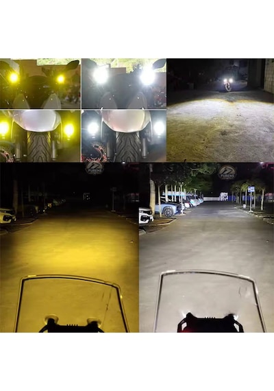 1 Adet Motosiklet Scooter Atv Uyumlu Mercekli Sis Farı Sarı-beyaz Çift Renk 12v 50w