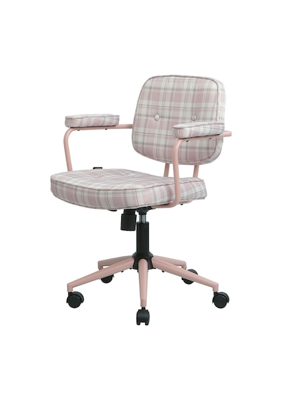 Button Ekose Kumaş Ofis Ve Çalışma Sandalyesi Pembe Fuşya Button Ekose Kumaş Ofis Ve Çalışma Sandalyesi Pembe Fuşya