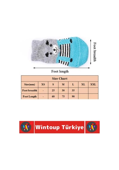 Evcil Hayvan Küçük Irk Kedi Köpek Likralı Kaydırmaz Sıcak Tutan Sevimli Örme Çorap 3 X 7.5 Cm 4 Adet